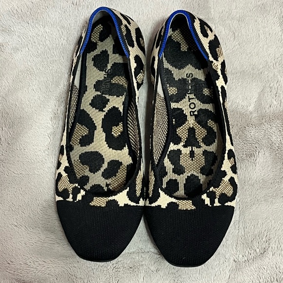 Rothy's Shoes - Rothy's Women's Leopard Print Flats - Black and Cream